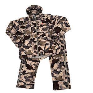 Killik Men’s Jacket And Pants Set Camo Veil Zip Up Hooded XL 36x33 Hunting